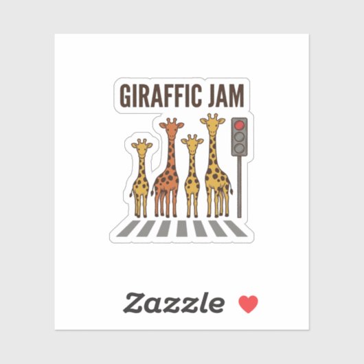 Giraffic Jam Grappige Giraffe Overstekend Vintage  Sticker (Vel)