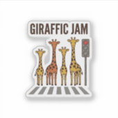 Giraffic Jam Grappige Giraffe Overstekend Vintage  Sticker (Voorkant)