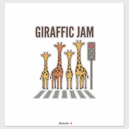 Giraffic Jam Grappige Giraffe Overstekend Vintage  Sticker (Vel)