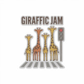 Giraffic Jam Grappige Giraffe Overstekend Vintage  Sticker (Voorkant)
