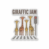 Giraffic Jam Grappige Giraffe Overstekend Vintage  Sticker (Voorkant)