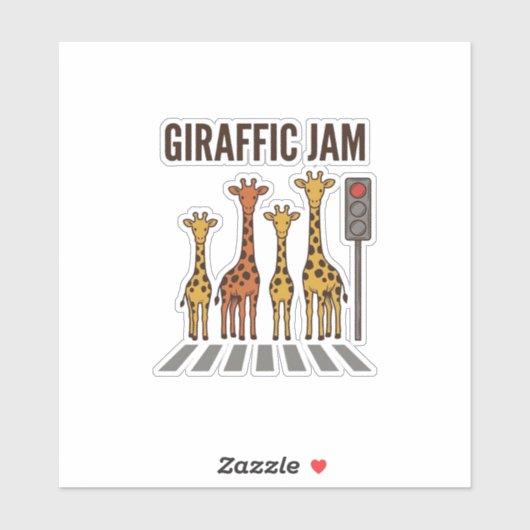 Giraffic Jam Grappige Giraffe Overstekend Vintage  Sticker (Vel)