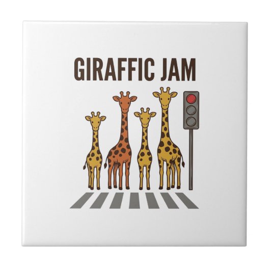 Giraffic Jam Grappige Giraffe Overstekend Vintage  Tegeltje (Voorkant)