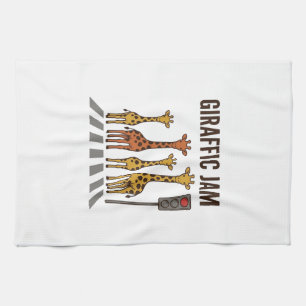 Giraffic Jam Grappige Giraffe Overstekend Vintage  Theedoek
