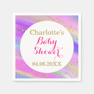 Girale Baby shower Colorful Unicorn Gold Glitter Servet