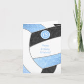 girale blauwe volleybalverjaardag kaart (Voorkant)