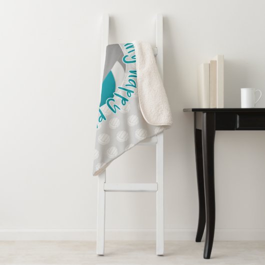 girale blauwgroen volleybalrechtbank mijn gelukkig sherpa deken (In situ)