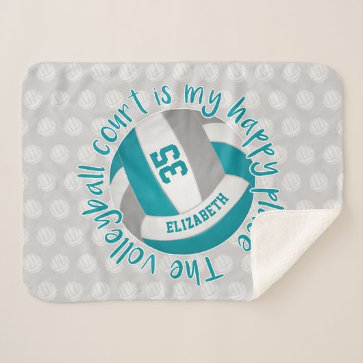 girale blauwgroen volleybalrechtbank mijn gelukkig sherpa deken (Voorkant (horizontaal))