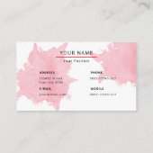 girale Blush Roze Waterverf Feminine Business Car Visitekaartje (Achterkant)