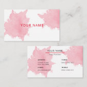 girale Blush Roze Waterverf Feminine Business Car Visitekaartje (Voorkant / Achterkant)