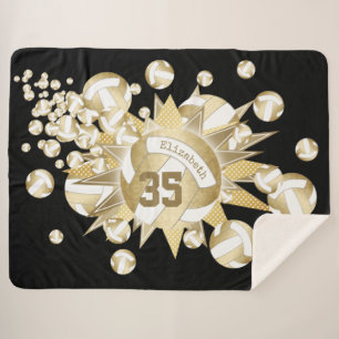 girale gedempte volleyballen en sterren sherpa deken