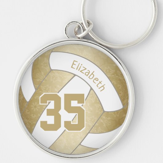 girale gouden gepersonaliseerde volleybalsleutelha sleutelhanger (Voorkant)
