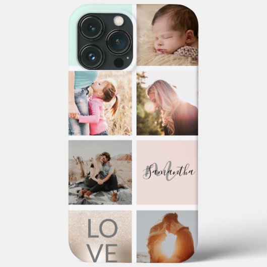 girale goudroze monogram liefdesfotocollage raster Case-Mate iPhone case (Achterkant)