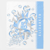 girale lichtblauwe volleyballen en sterren fleece deken (Voorkant)