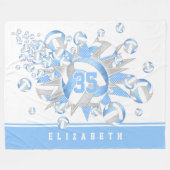 girale lichtblauwe volleyballen en sterren fleece deken (Voorkant (Horizontaal))