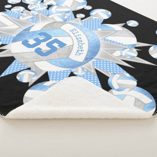 girale lichtblauwe volleyballen en sterren sherpa deken (3/4)