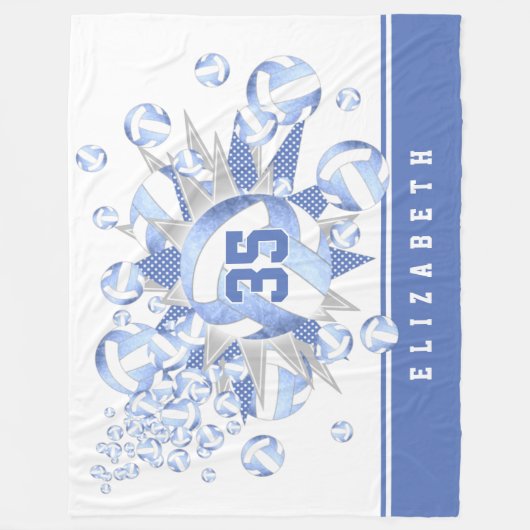 girale lichte witte volleyballen en sterren fleece deken (Voorkant)