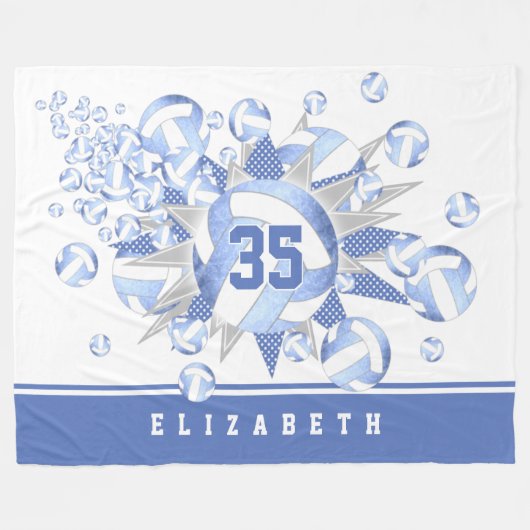 girale lichte witte volleyballen en sterren fleece deken (Voorkant (Horizontaal))