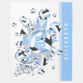 girale lichte zwarte volleyballen en sterren fleece deken (Voorkant)