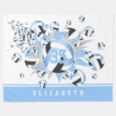 girale lichte zwarte volleyballen en sterren fleece deken (Voorkant (Horizontaal))