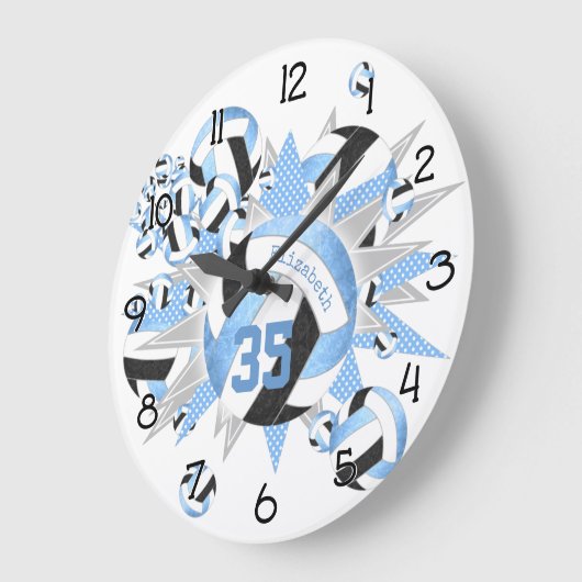 girale lichte zwarte volleyballen en sterren grote klok (Hoek)