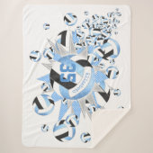 girale lichte zwarte volleyballen en sterren sherpa deken (Voorkant)