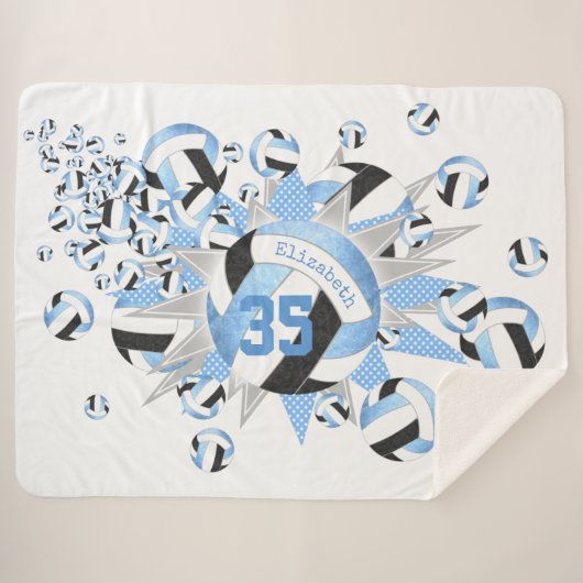 girale lichte zwarte volleyballen en sterren sherpa deken (Voorkant (horizontaal))