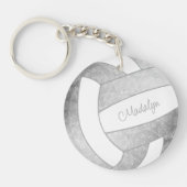 girale lichtgrijze sportcadeaus volleyball sleutelhanger (Voorkant)