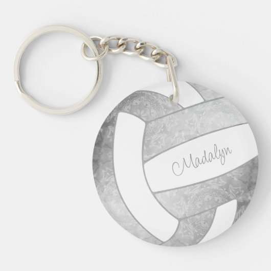 girale lichtgrijze sportcadeaus volleyball sleutelhanger (Voorkant)