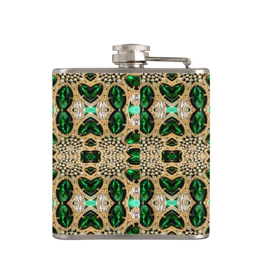 girale mode kunst deco goudgroen heupfles (Achterkant)