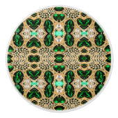 girale mode kunst deco goudgroen keramische knop (Voorkant)