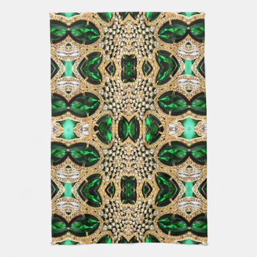 girale mode kunst deco goudgroen theedoek (Verticaal)