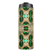 girale mode kunst deco goudgroen thermosbeker (Voorkant)