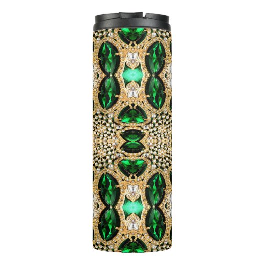 girale mode kunst deco goudgroen thermosbeker (Achterkant)