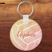 girale pastelkleuren aangepaste naam volleybalspor sleutelhanger (Voorkant)