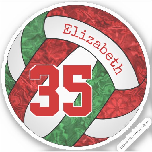 girale rode volleybalteamkleuren sticker (Voorkant)