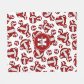 girale rode witte teamkleuren volleybalkamerdecor fleece deken (Voorkant (Horizontaal))