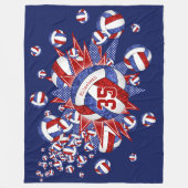 girale rode witte volleyballen en sterren fleece deken (Voorkant)