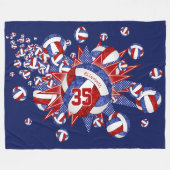 girale rode witte volleyballen en sterren fleece deken (Voorkant (Horizontaal))