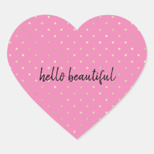 Girale roze glam Gold-Stippen Hart Sticker