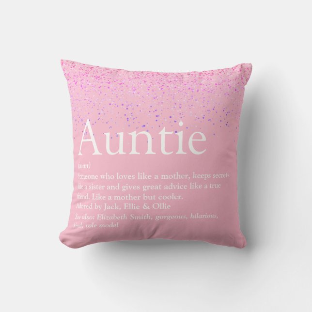 Girale roze glitter Fun Best tante Definition Kussen (Voorkant)