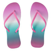 girale roze turquoise blauwgroen aqua ombre mermai teenslippers (Voetbed)