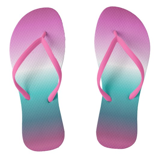 girale roze turquoise blauwgroen aqua ombre mermai teenslippers (Voetbed)