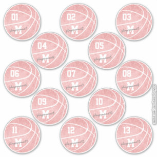 girale roze witte basketbal 13 spelers sticker