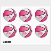 girale roze witte basketbal ronde sticker (Vel)
