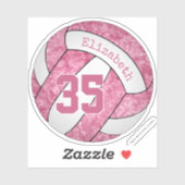 girale roze witte volleybalteamkleuren sticker (Vel)