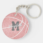 girale sportroze monogrammen basketbal label sleutelhanger (Achterkant)