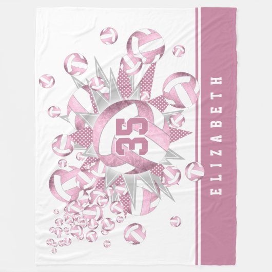 girale , stoffige rozen witvolleyballen en sterren fleece deken (Voorkant)