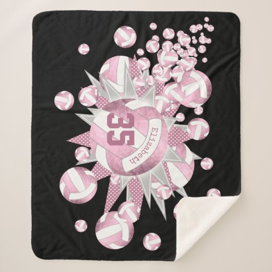 girale , stoffige rozen witvolleyballen en sterren sherpa deken (Voorkant)