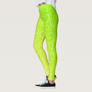 girale zomer vers groen geel citroenpatroon leggings